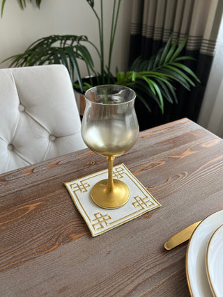 Classy Design Cocktail Napkin - Waterproof Fabric - Shine Gold Embroidered