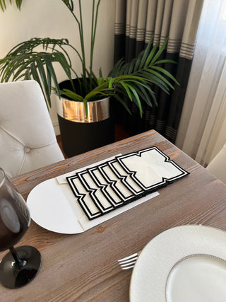Luxa Design Cocktail Napkin - Waterproof Fabric - Black Embroidered