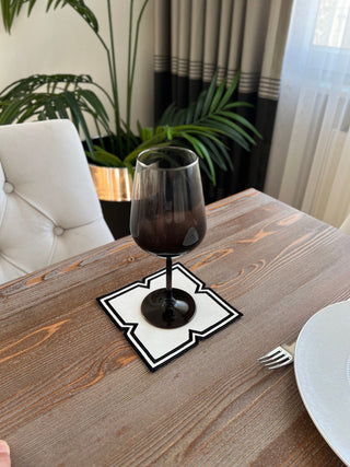 Luxa Design Cocktail Napkin - Waterproof Fabric - Black Embroidered