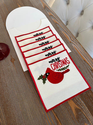 Christmas Design Bird Cocktail Napkin - 6 Persons - Waterproof Fabric – S COLLECTION – image 3
